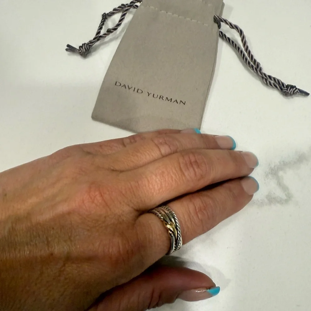 David Yurman Silver and Gold Ring X Crossover Size 5 - Picture 4 of 12